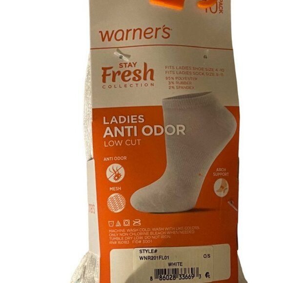 WARNER'S Women's 10-Pk. Stay Fresh Anti-Odor Low-Cut Socks - Picture 3 of 4